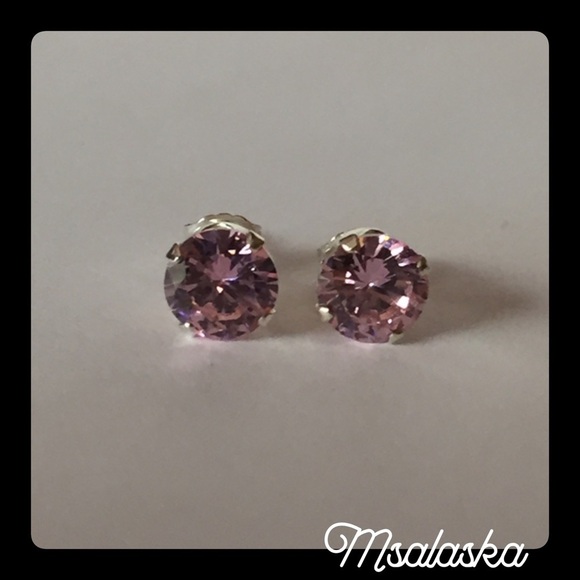 Jewelry - Sterling Silver Lavander Stud CZ Earrings